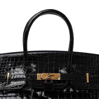 Hermes Shiny Porosus Crocodile Birkin 35 Black 33 of 34