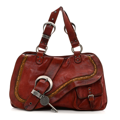 Christian Dior Calfskin Large Gaucho Double Saddle Bag Red 1 of 13
