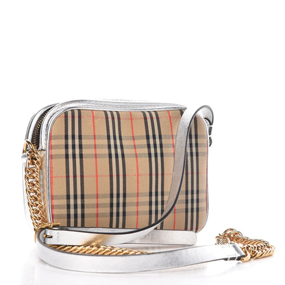 Burberry Smooth Calfskin 1983 Knight Check Link Camera Bag Silver 3 of 8