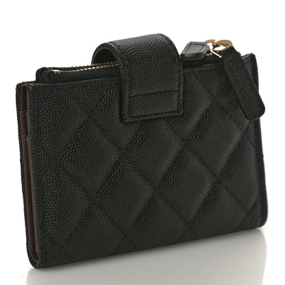 Chanel Caviar Quilted Compact Zipped Pocket Wallet Black 3 of 9