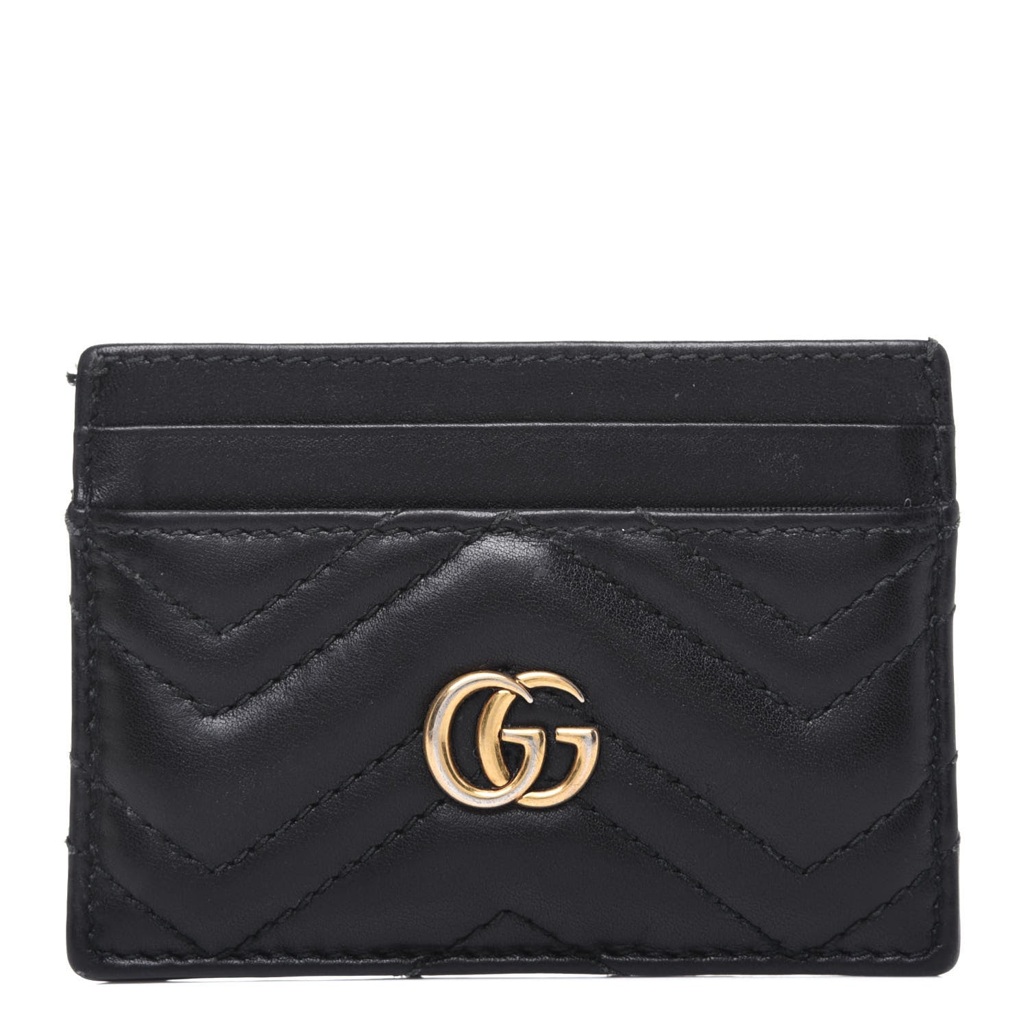 Gucci Calfskin Matelasse GG Marmont Card Holder Black 1 of 10