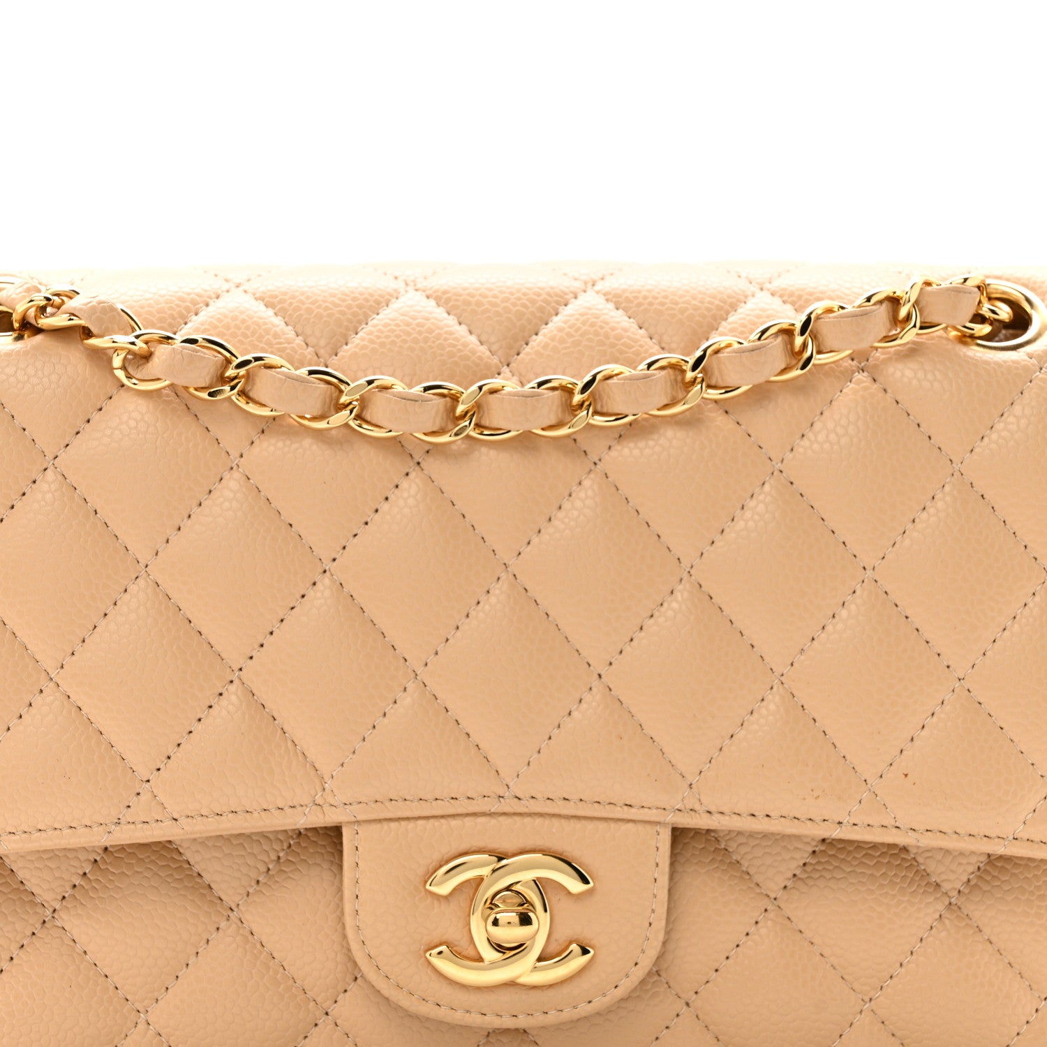 Chanel Caviar Quilted Medium Double Flap Beige Clair 8 of 14
