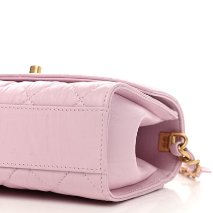 Chanel Crumpled Lambskin Quilted Mini CC Links Top Handle Flap Light Pink 10 of 12