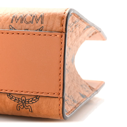 MCM Visetos Crocodile Embossed Calfskin Small Diamond Tote Cognac 8 of 8