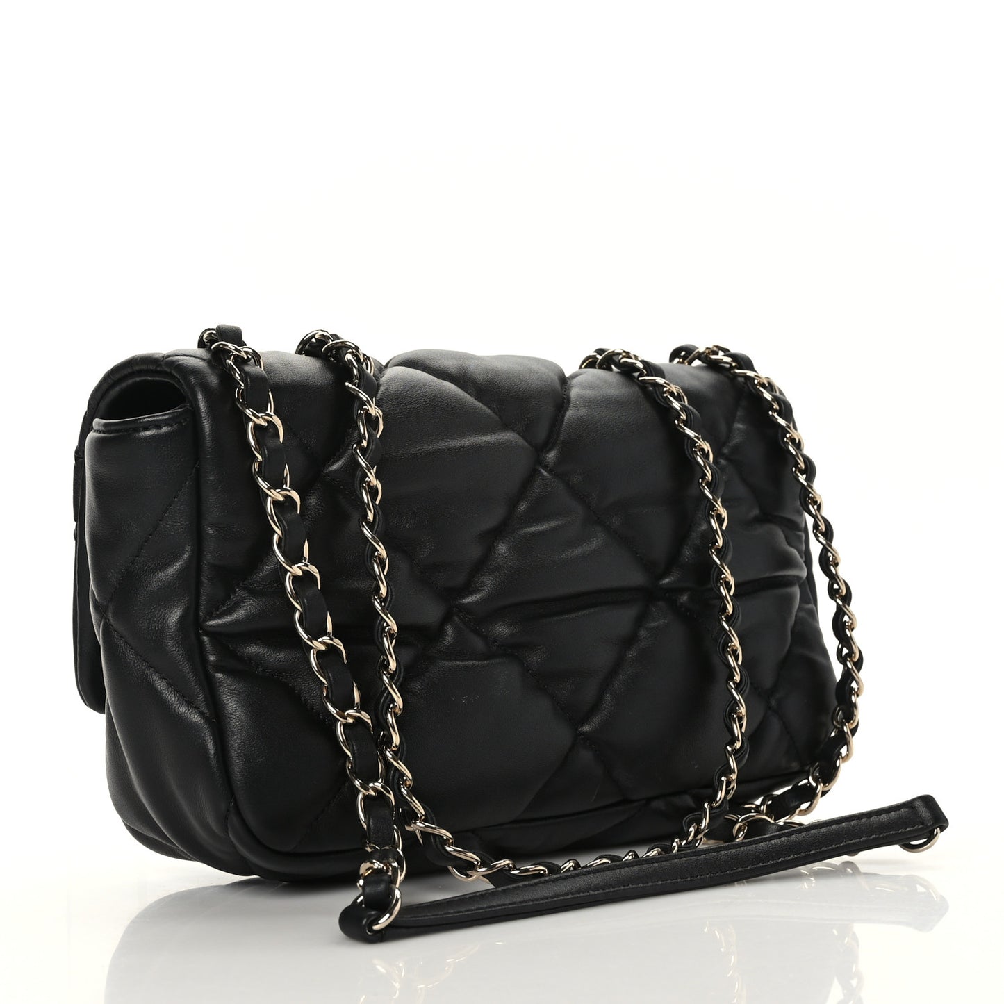 Calfskin Quilted Medium Bubbly Flap Black