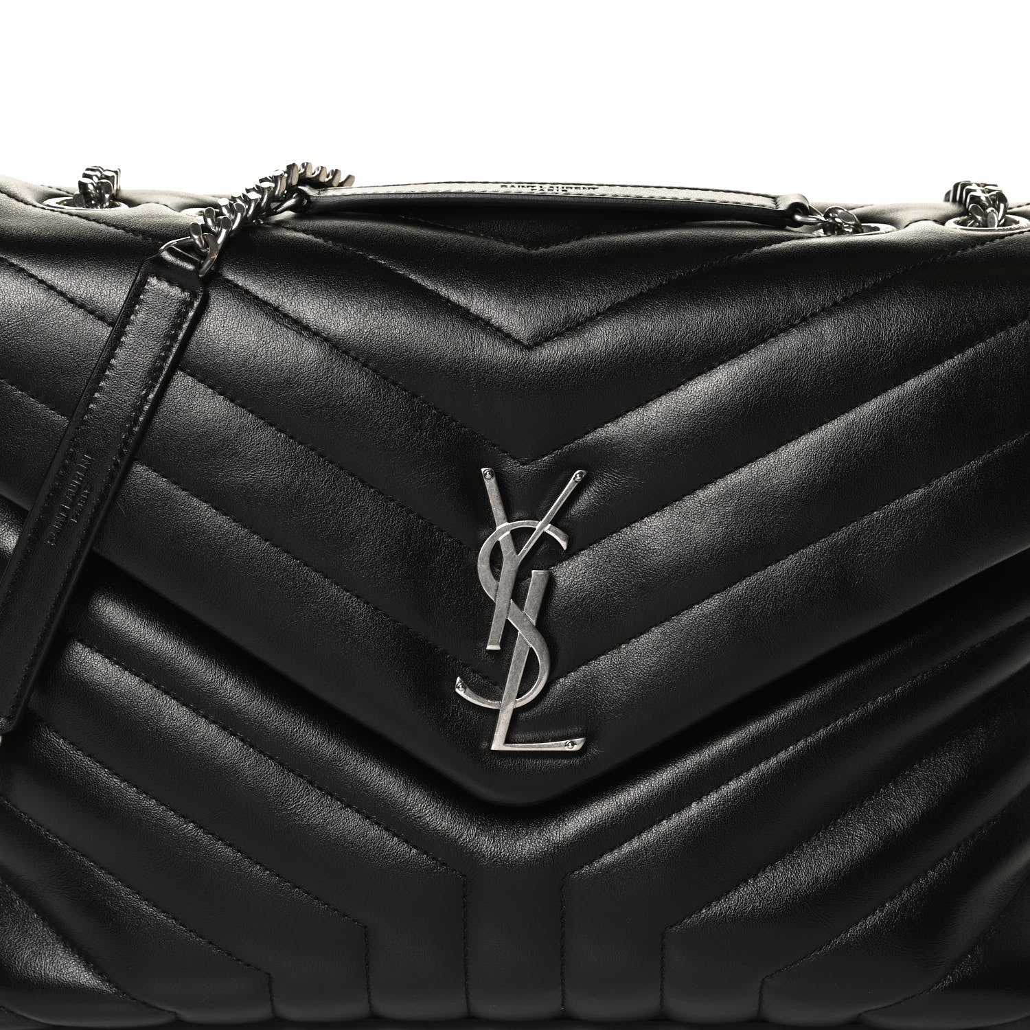 Saint Laurent Calfskin Y Quilted Monogram Medium Loulou Chain Satchel Black 10 of 12