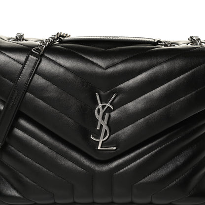 Saint Laurent Calfskin Y Quilted Monogram Medium Loulou Chain Satchel Black 10 of 12