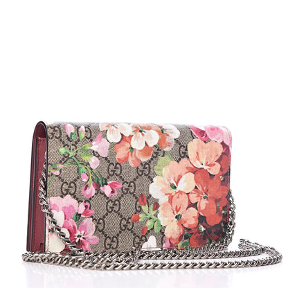 Gucci GG Supreme Monogram Blooms Chain Wallet Beige Multicolor Dry Rose 3 of 10