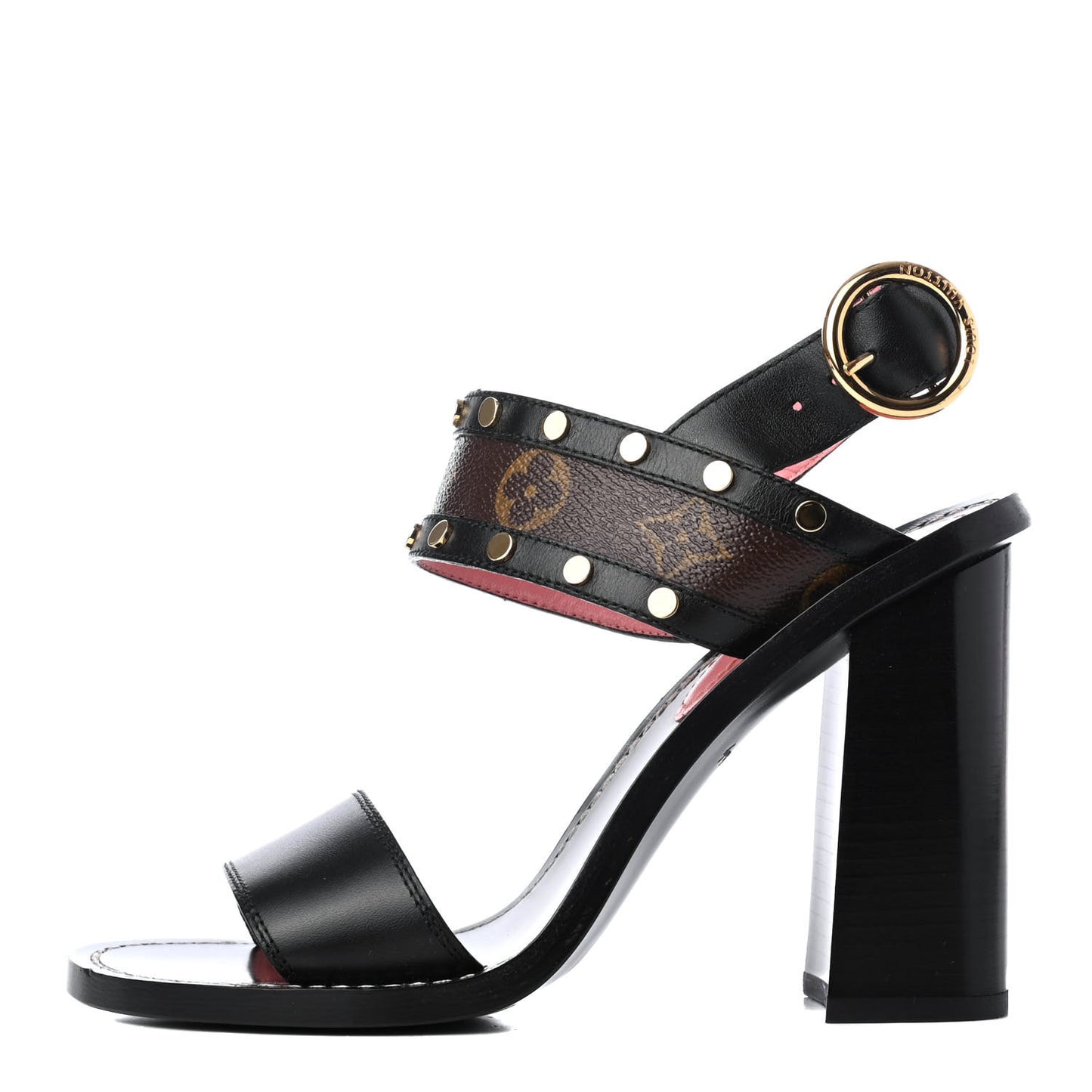 Calfskin Monogram Passenger Heeled Sandals 38 Black Rose