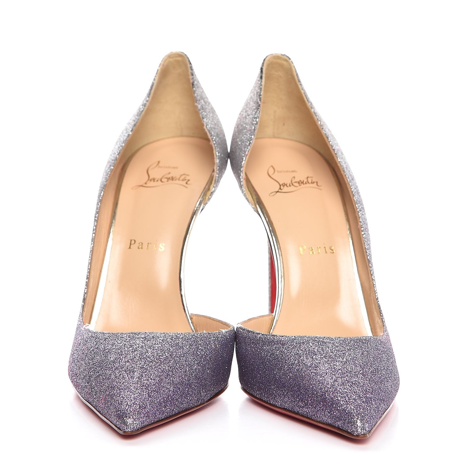 Christian Louboutin Glitter Mini Specchio Iriza 100 Pumps 39 Drague Light Gold 2 of 11