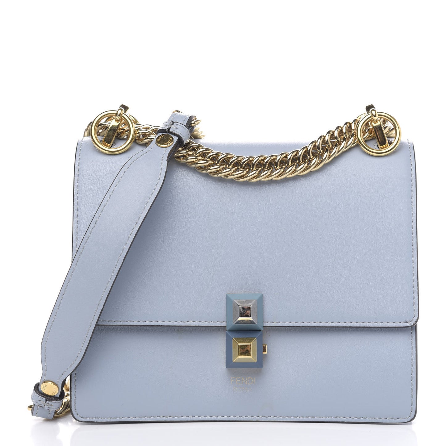 Vitello Liberty Studded Small Kan I Shoulder Bag Azzurro Polvere
