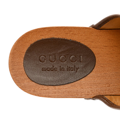 Gucci Monogram Quentin Goatskin Womens Horsebit Clog Mules 7 Beige Ebony Brown Sugar 7 of 10