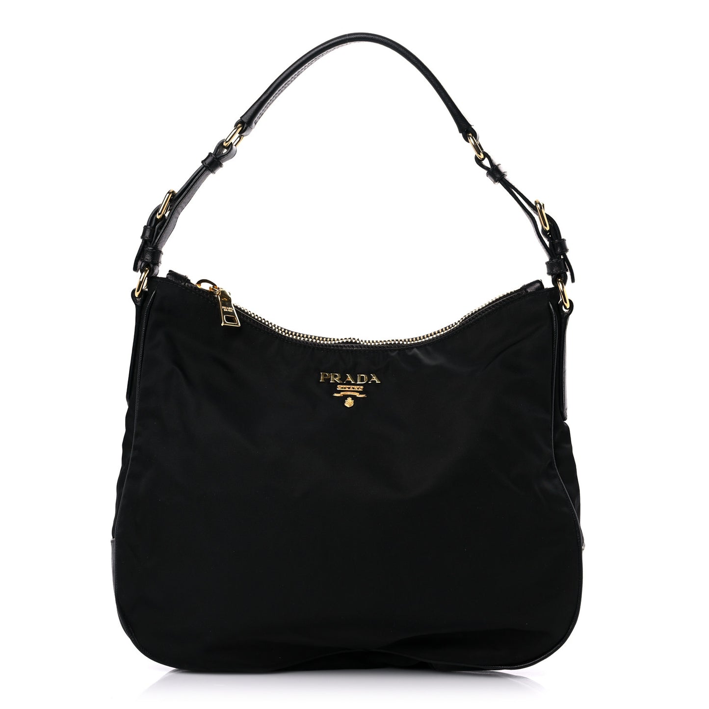Tessuto Nylon Saffiano Hobo Black