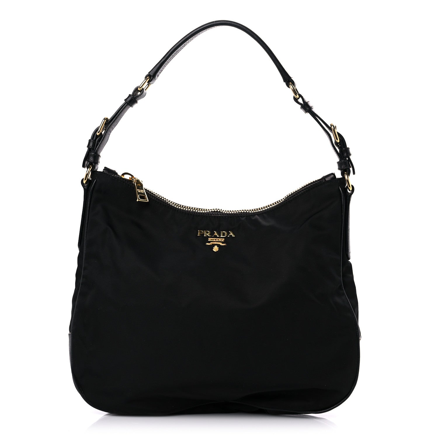 Prada Tessuto Nylon Saffiano Hobo Black 1 of 14