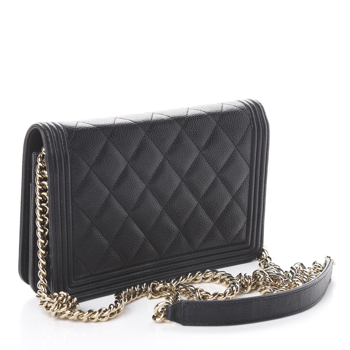 Caviar Quilted Boy Wallet On Chain WOC Black