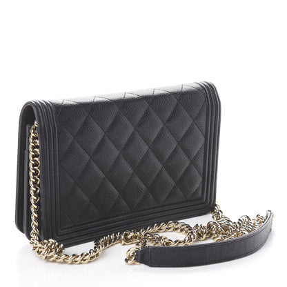 Chanel Caviar Quilted Boy Wallet On Chain WOC Black 2 of 9