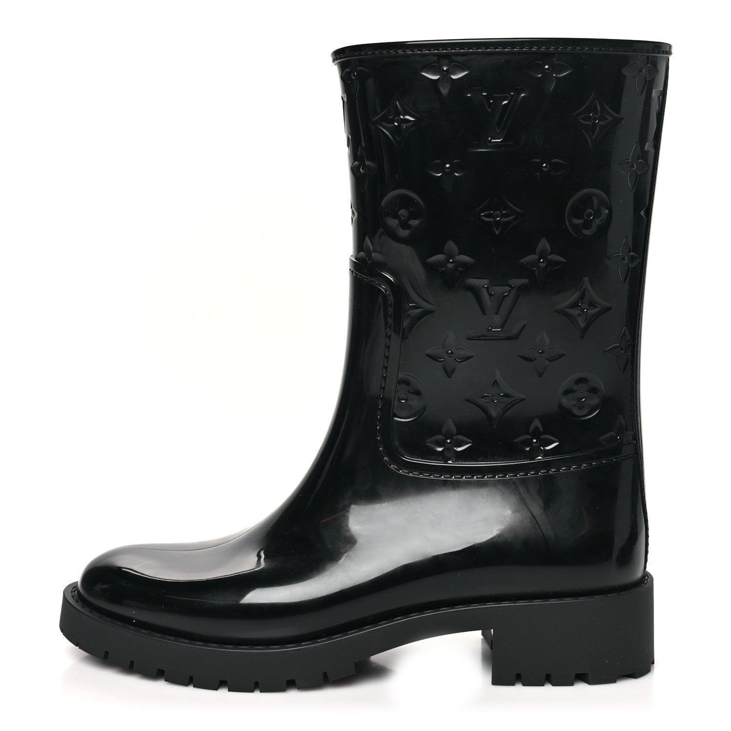 Louis Vuitton Rubber Embossed Monogram Splash Rain Short Boots 38 Black 1 of 8