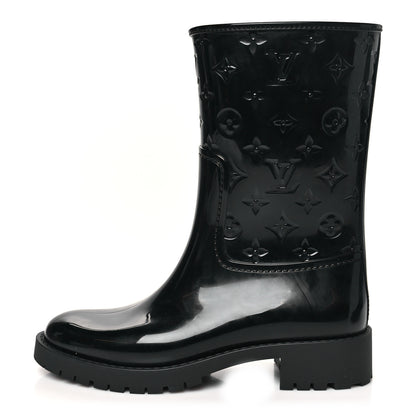 Louis Vuitton Rubber Embossed Monogram Splash Rain Short Boots 38 Black 1 of 8