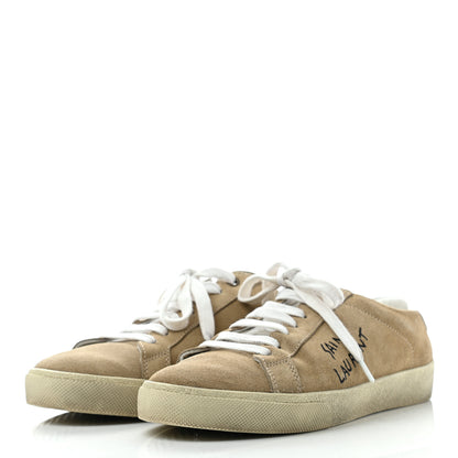 Saint Laurent Distressed Suede Womens Court Classic Sneakers 40 Desert 3 of 13