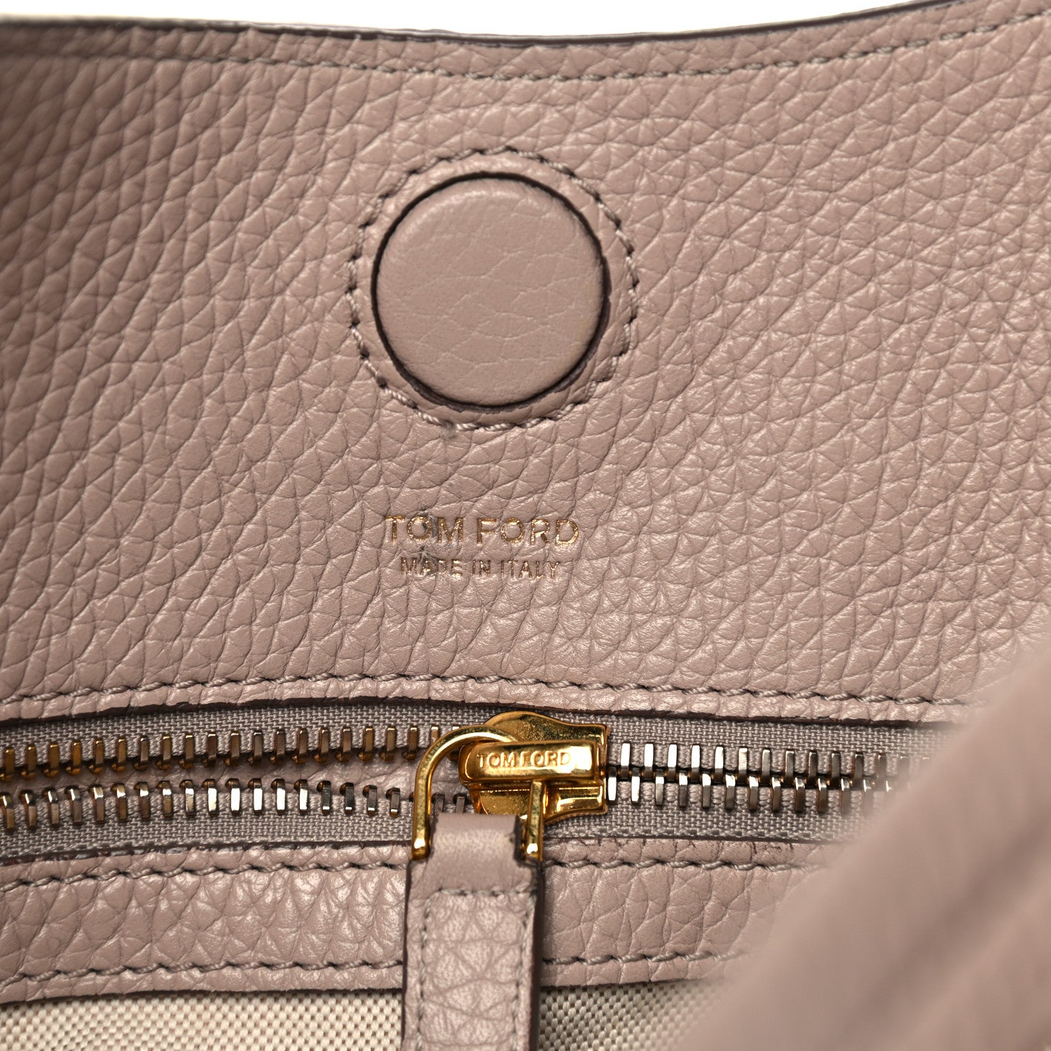 Tom Ford Pebbled Calfskin Alix Padlock Zip Hobo Bag Taupe 6 of 15