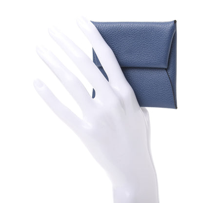 Hermes Evercolor Verso Bastia Coin Purse Bleu Agate Jaune D'Or 2 of 8