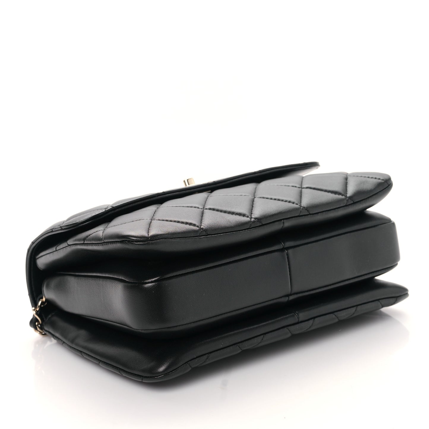 Lambskin Quilted Small Trendy CC Dual Handle Flap Bag Black