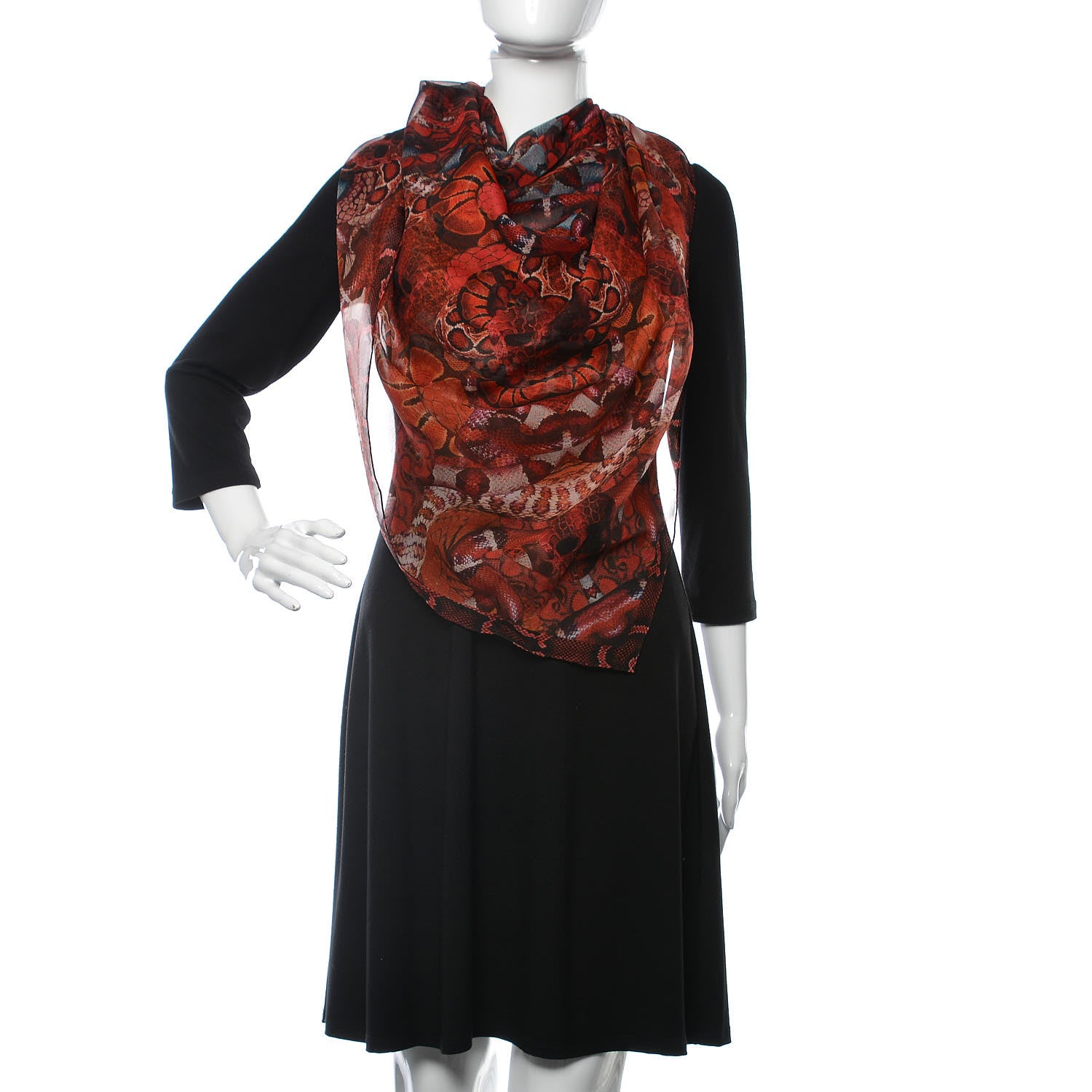 Alexander McQueen Silk Chiffon Chinese New Year Scarf Red 2 of 3