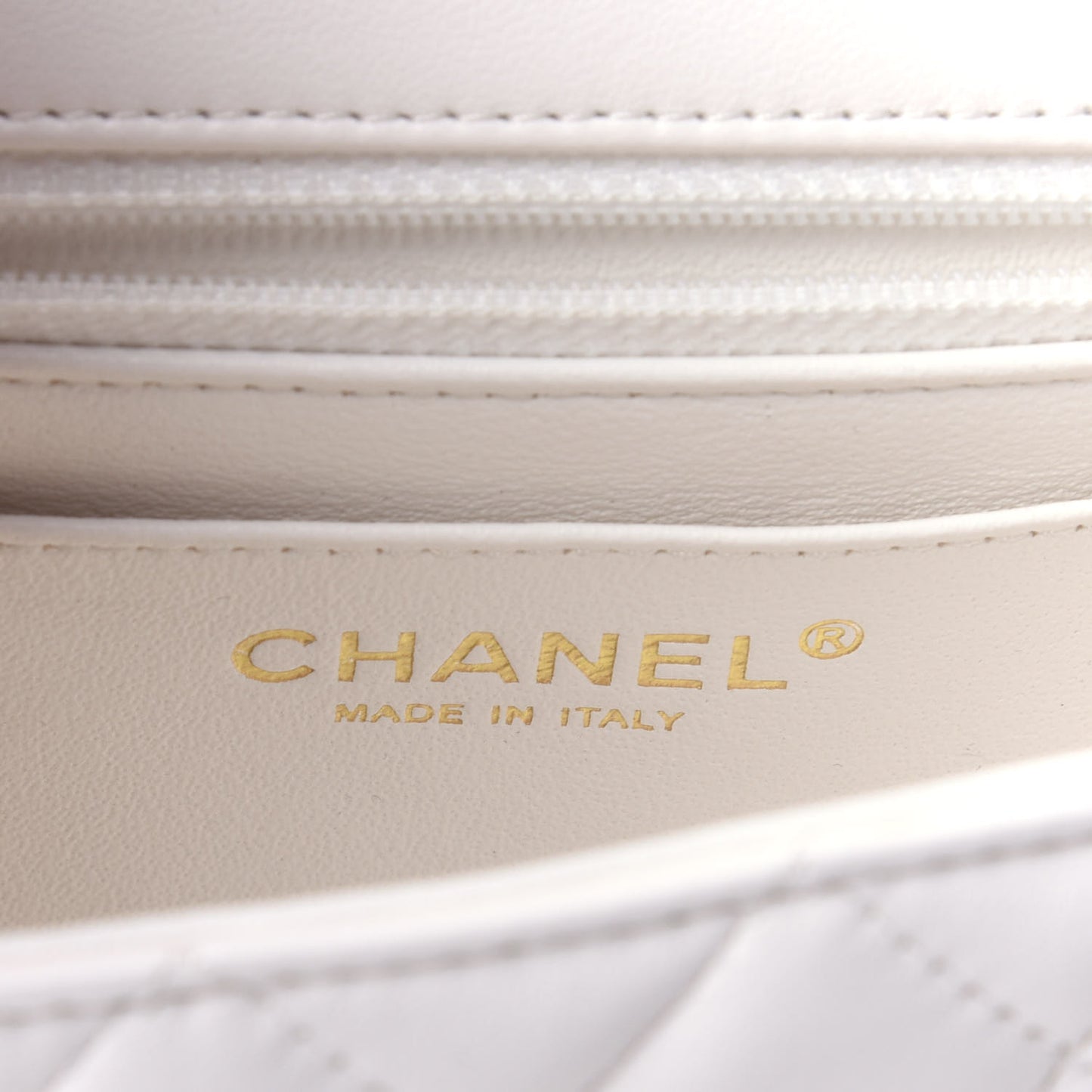 Lambskin Quilted Mini Rectangular Flap White