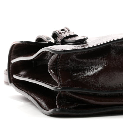 Prada Glossy Calfskin Medium Sound Shoulder Bag Dark Brown 8 of 10