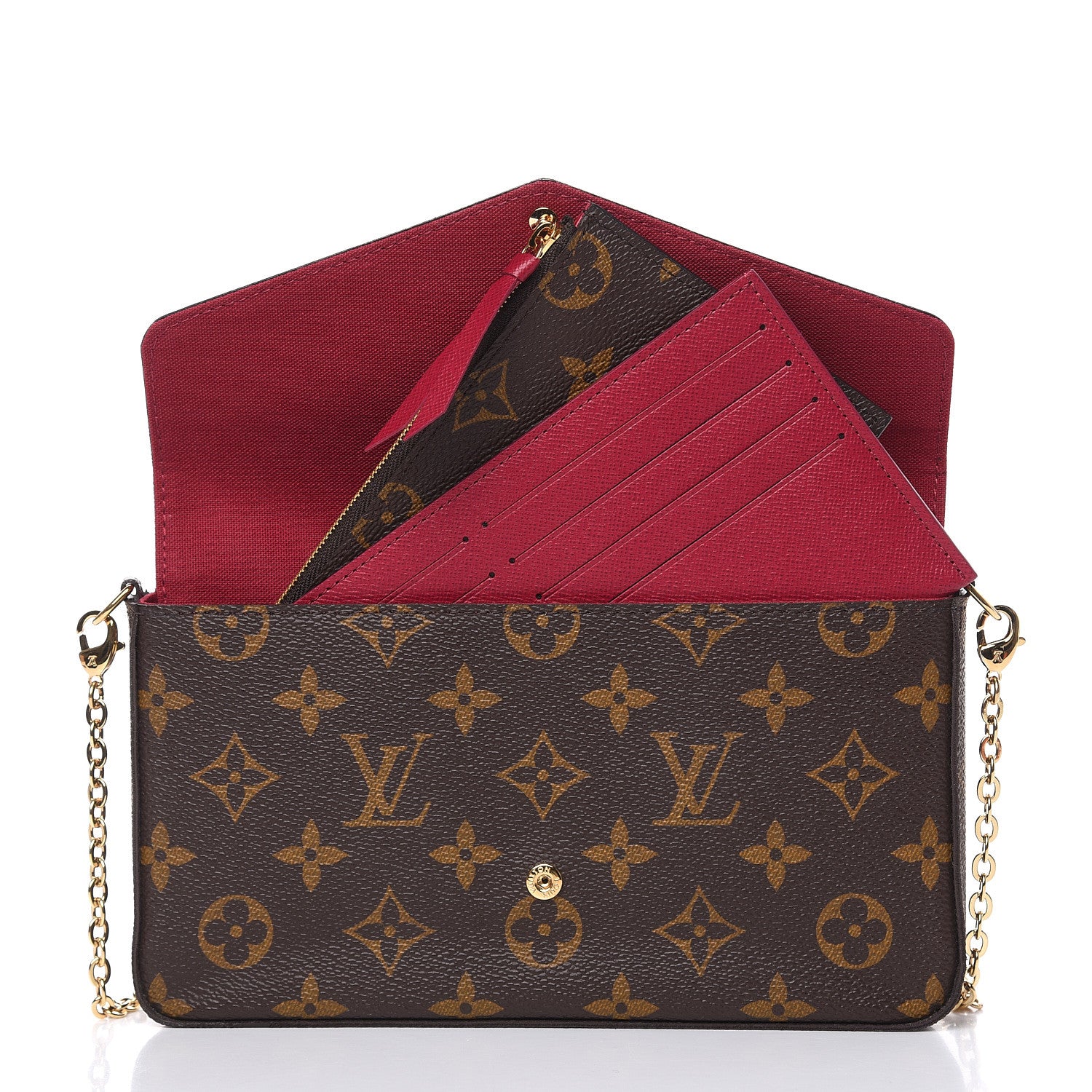 Louis Vuitton Monogram Pochette Felicie Chain Wallet Fuchsia 9 of 12