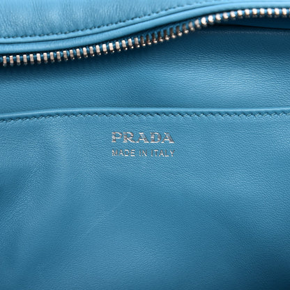 Prada Vitello Daino Rabbit Print Inside Bag Black Azzurro 7 of 7