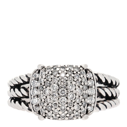 David Yurman Sterling Silver Diamond 10mm Petite Wheaton Ring 49 5 1 of 4