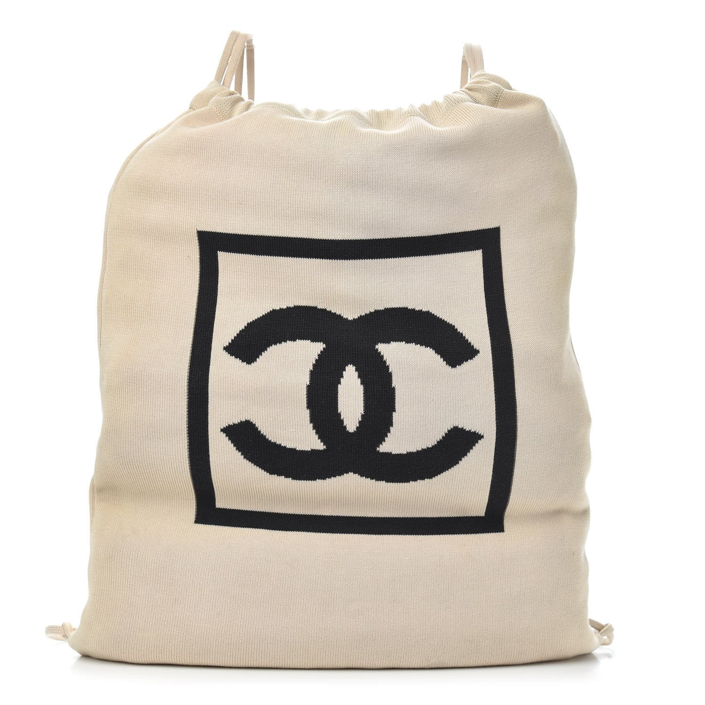 Cotton CC Drawstring Sport Line Backpack Cream