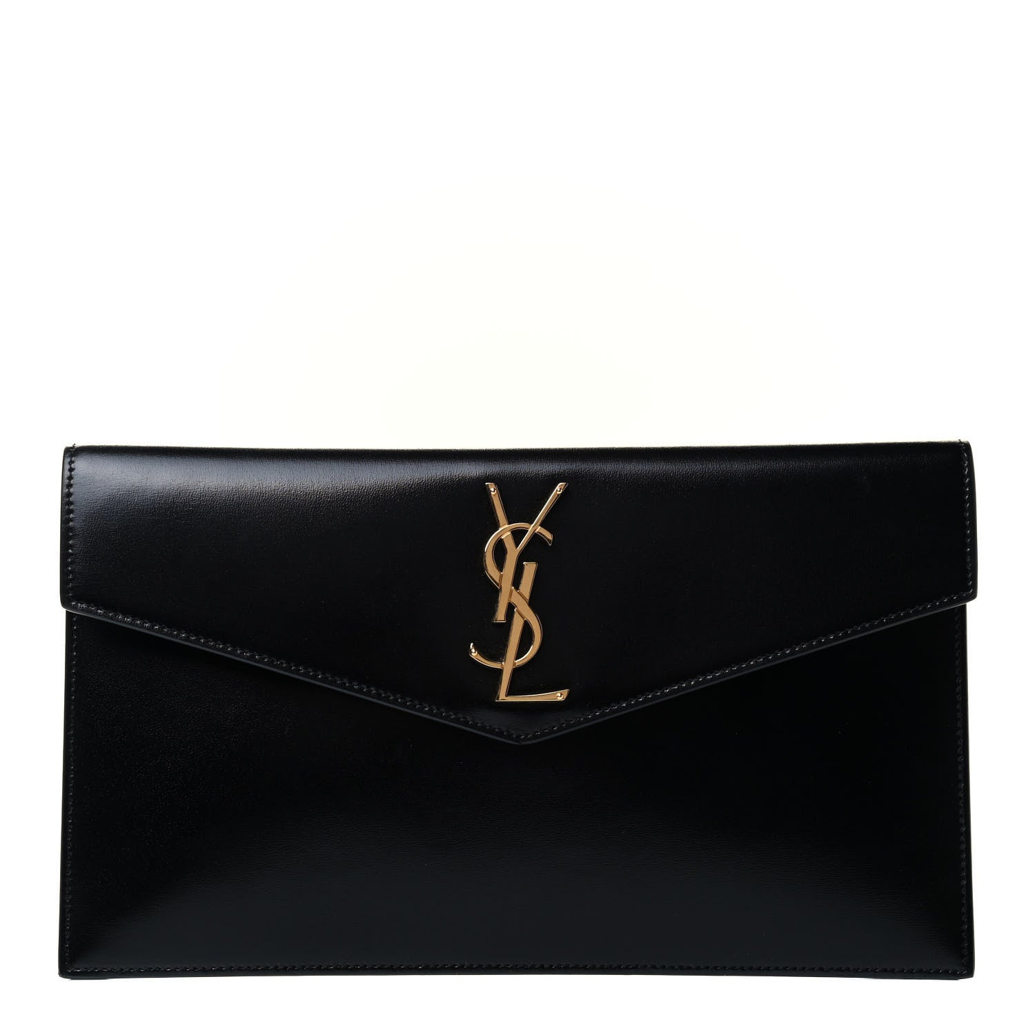 Saint Laurent Smooth Shiny Calfskin Monogram Uptown Pouch Black 1 of 4