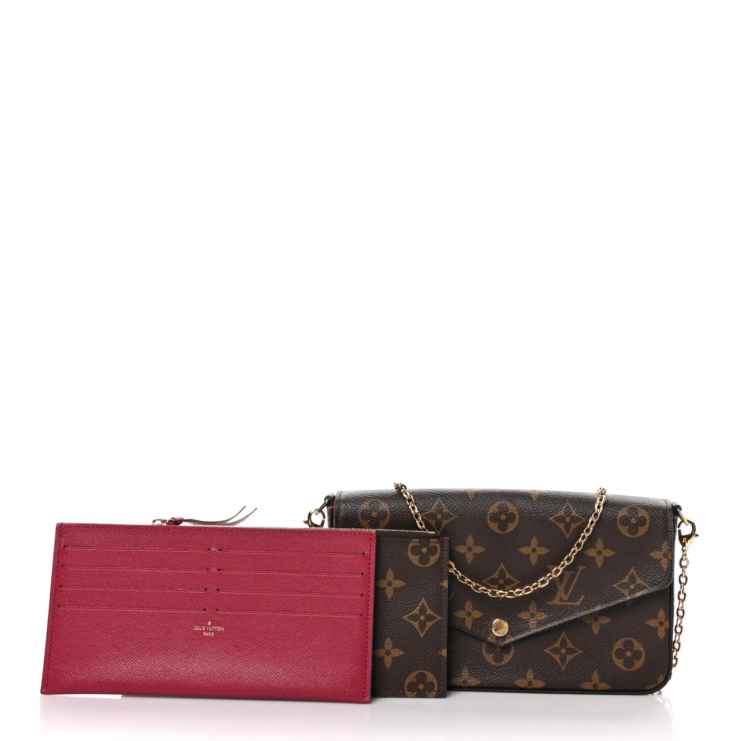 Monogram Pochette Felicie Chain Wallet Fuchsia