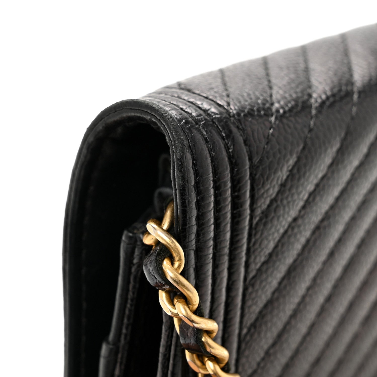 Chanel Caviar Chevron Quilted Boy Wallet On Chain WOC Black 13 of 14