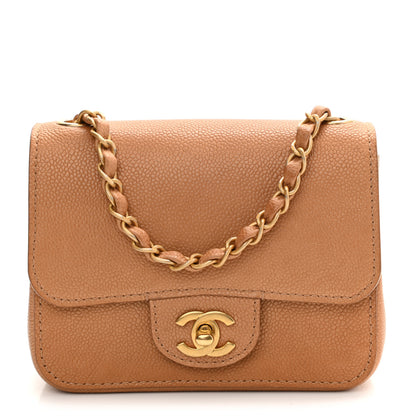 Chanel Grained Calfskin Mini Square Classic Pure Flap Brown 1 of 9