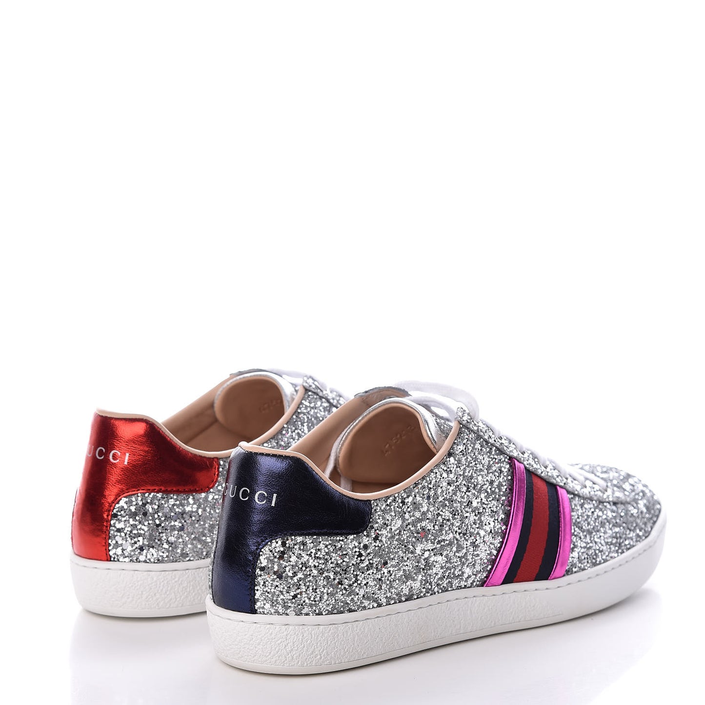 Glitter Web Womens Ace Sneakers 39.5 Silver