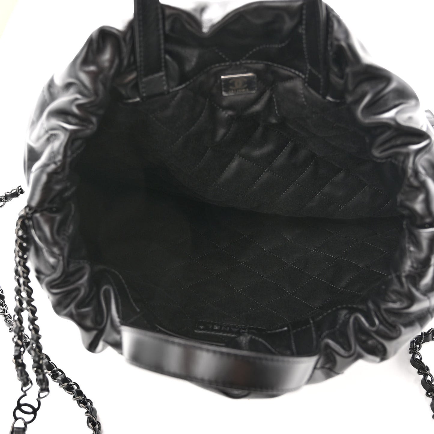 Shiny Calfskin Quilted Chanel 22 Backpack So Black