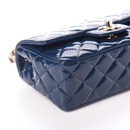 Chanel Patent Calfskin Quilted Mini Rectangular Flap Navy Blue 7 of 8