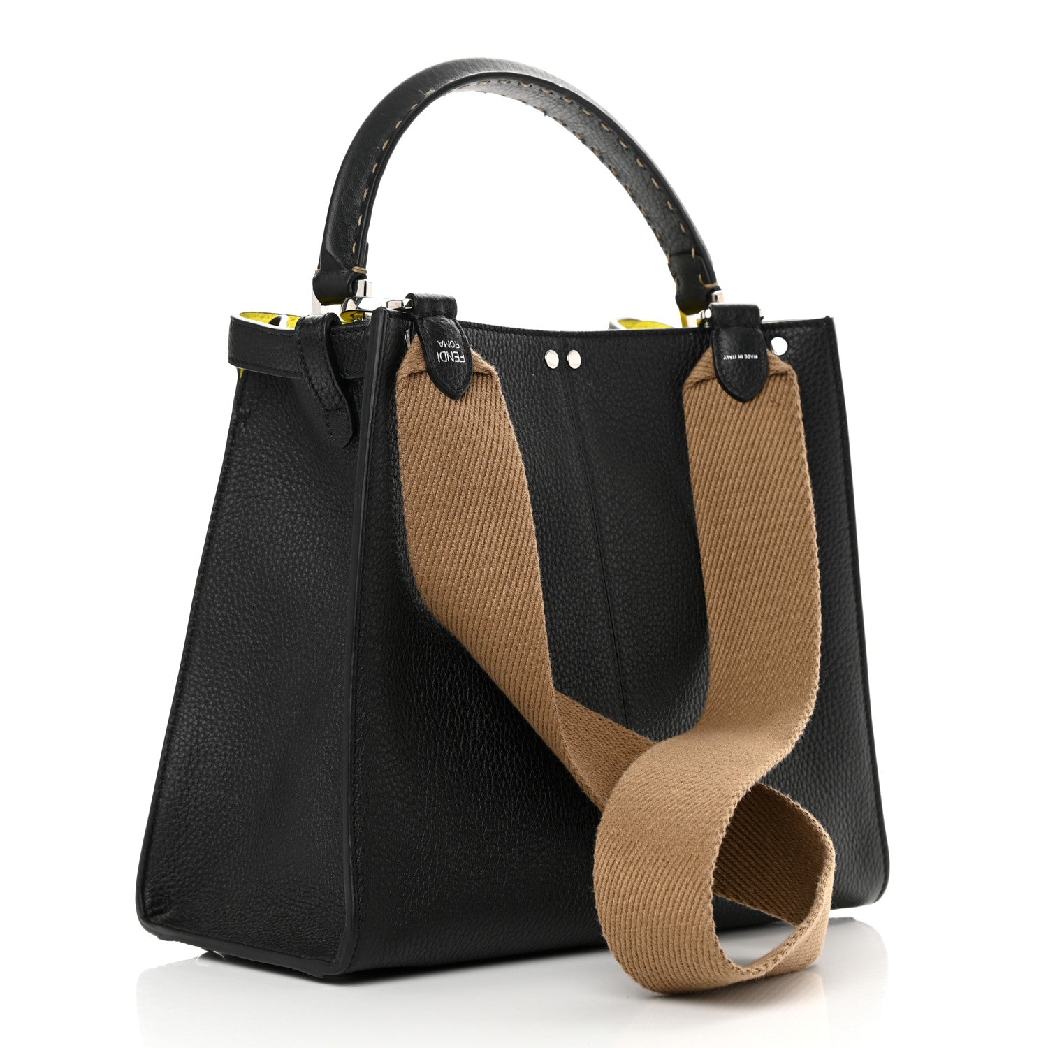 Fendi Cuoio Romano Fluo Selleria Medium Peekaboo X-Lite Black Giallo Fluo 3 of 12