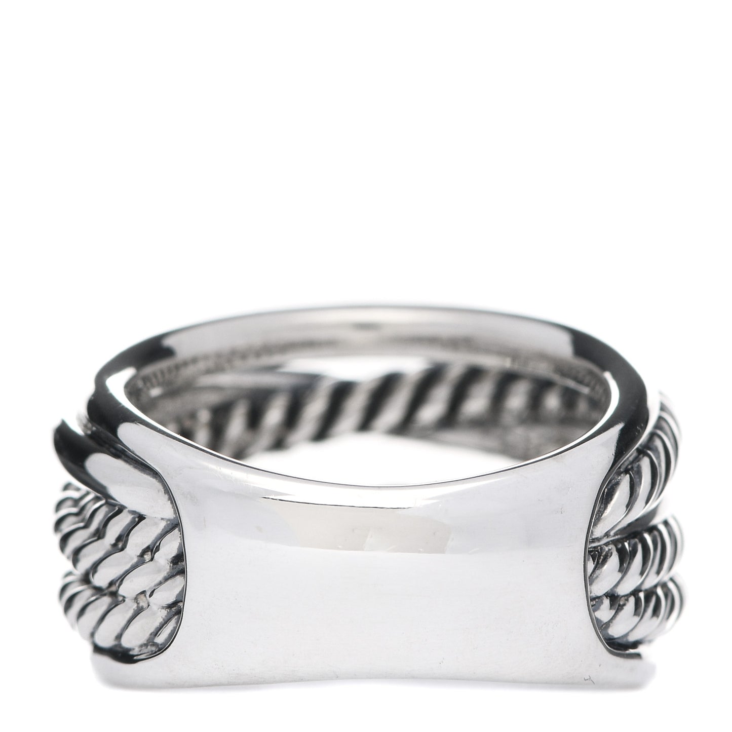 Sterling Silver 18mm Wide Crossover Cable Ring 53 6.5