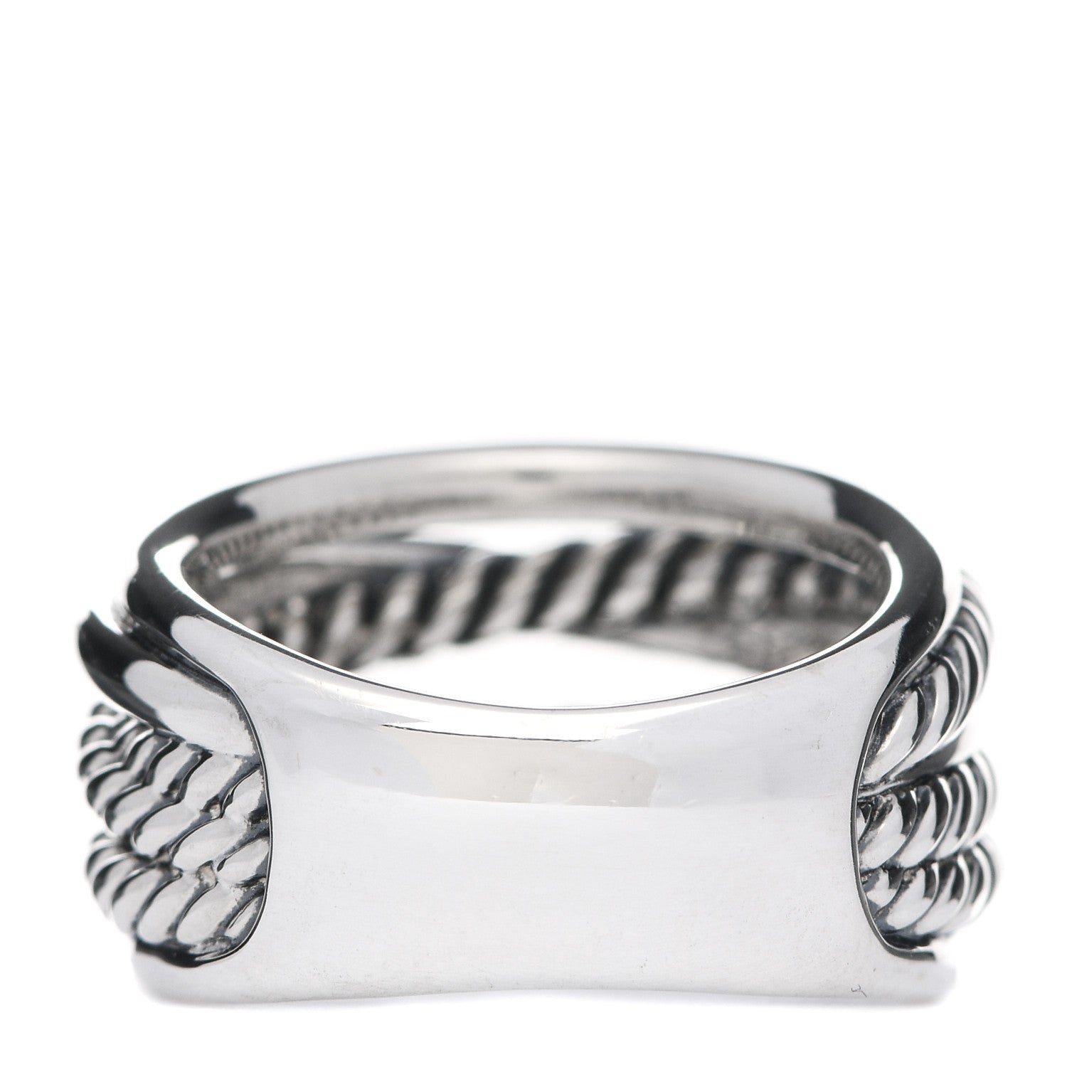 David Yurman Sterling Silver 18mm Wide Crossover Cable Ring 53 6.5 3 of 4