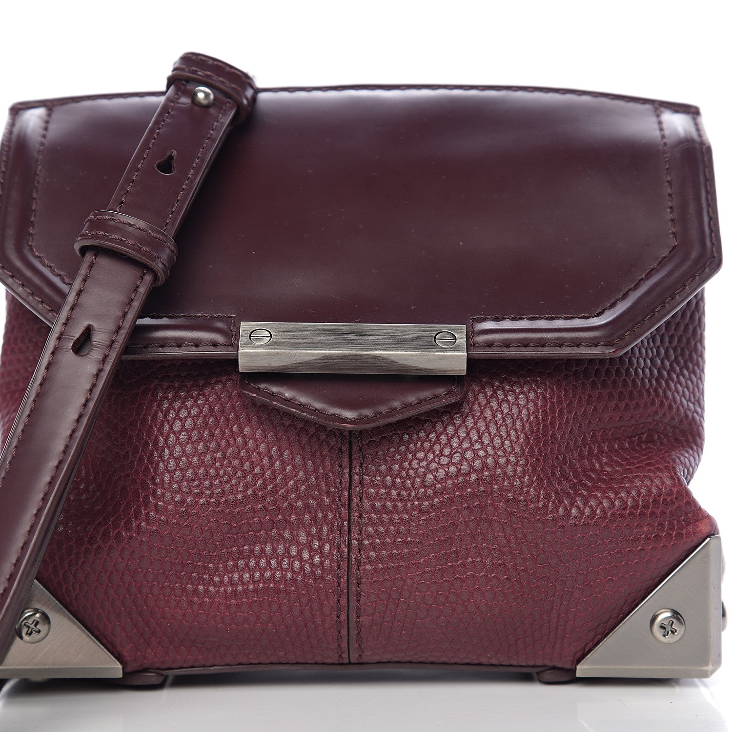 Alexander Wang Lizard Calfskin Embossed Small Marion Tote Oxblood Silver Hardware 6 of 8