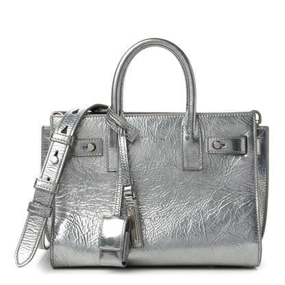Saint Laurent Metallic Crinkled Calfskin Nano Supple Sac De Jour Silver 1 of 11