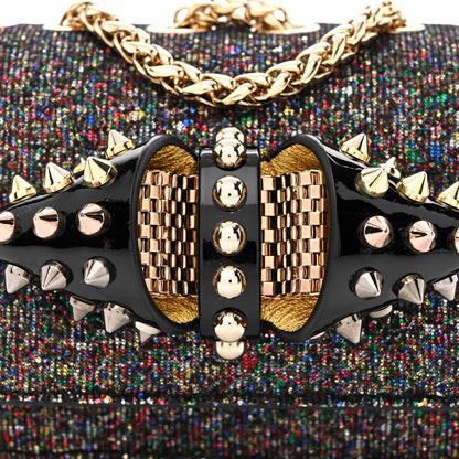 Christian Louboutin Glitter Calfskin Spikes Sweety Charity NV Crossbody Gold 7 of 9