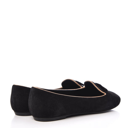 Louis Vuitton Suede Uniformes Bow Flat Loafers 36.5 Black 4 of 9