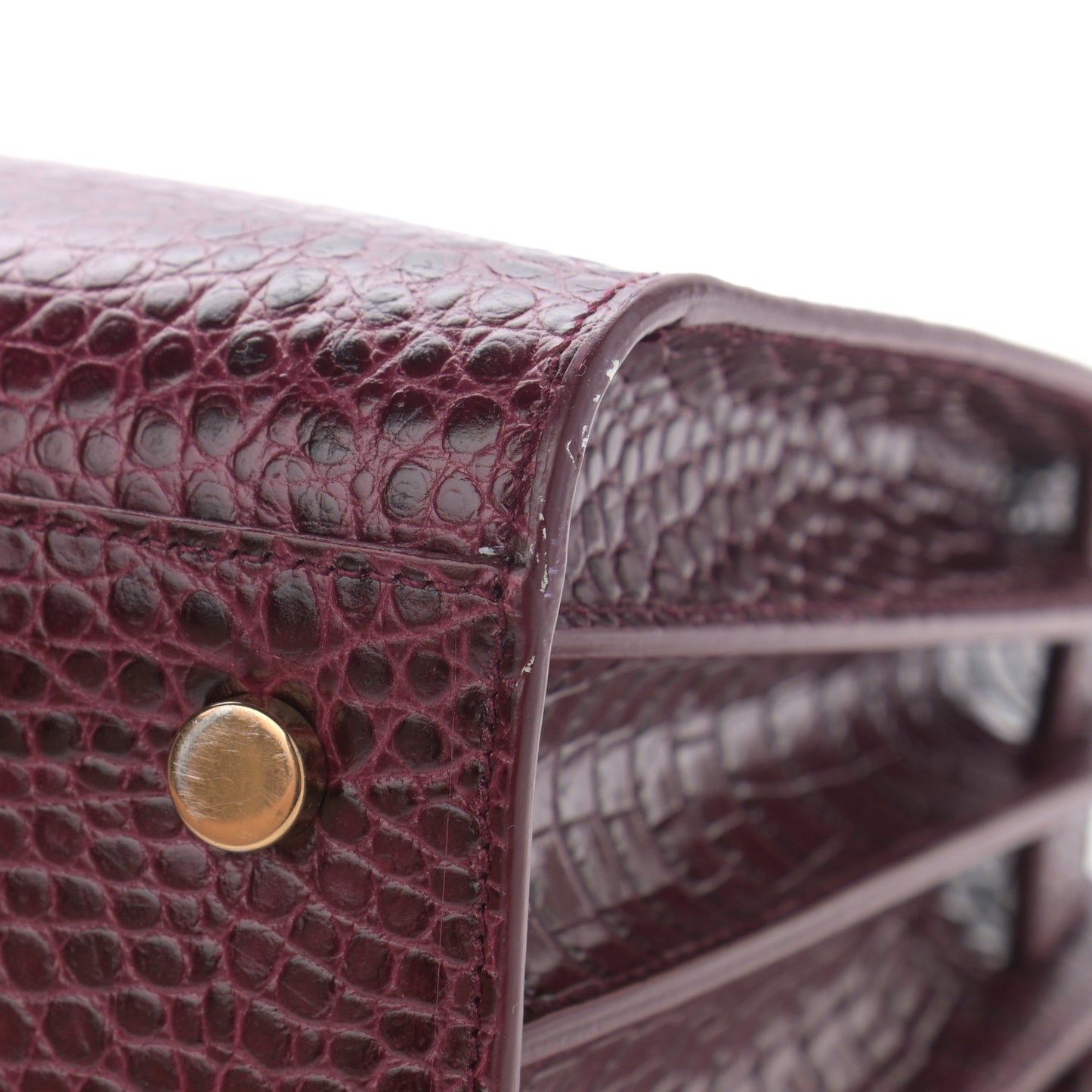 Calfskin Crocodile Embossed Baby Sac De Jour Rouge
