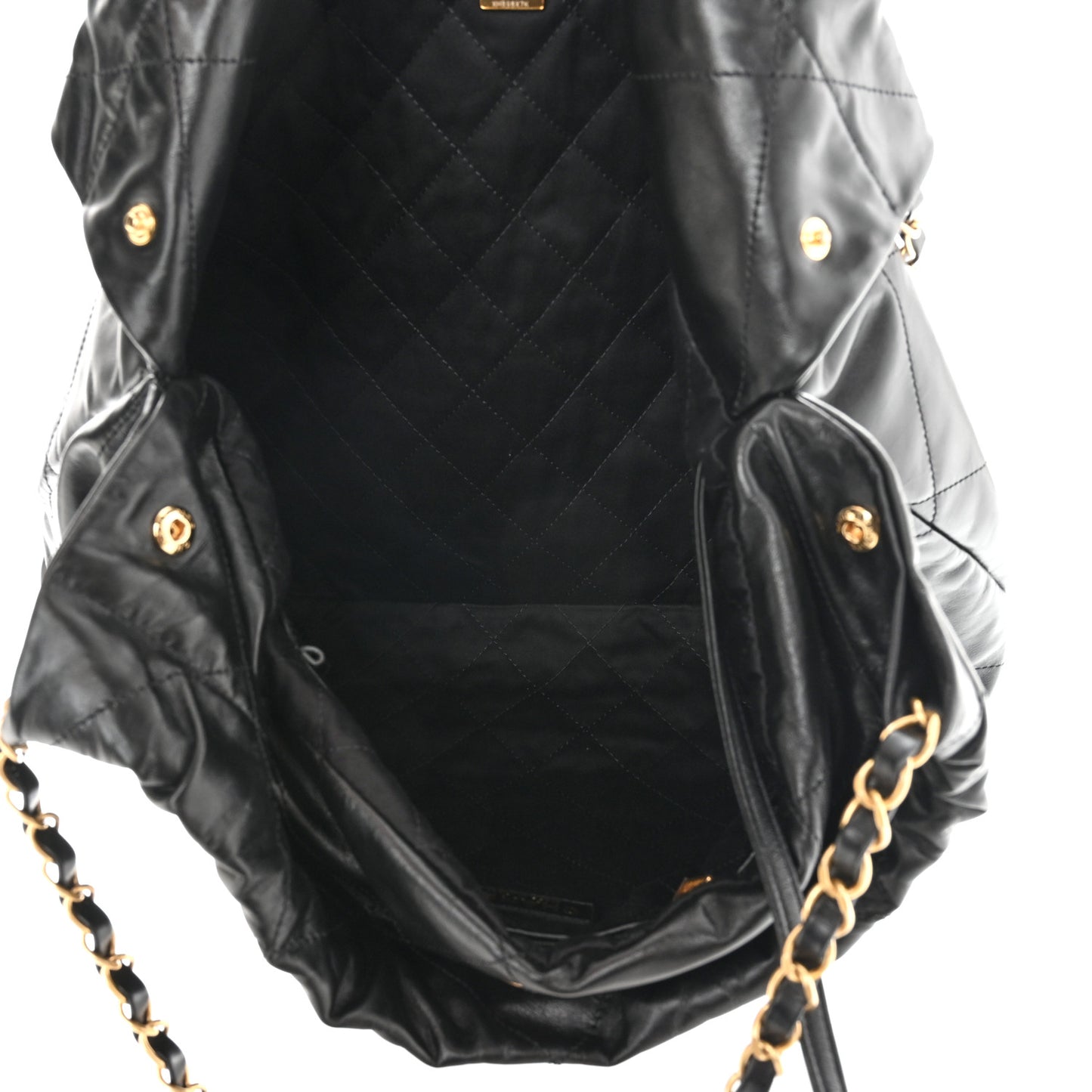 Shiny Calfskin Quilted Chanel 22 Black