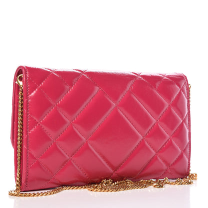 Versace Patent Nappa Icon Quilted Wallet On Chain Crossbody Fuchsia 3 of 9